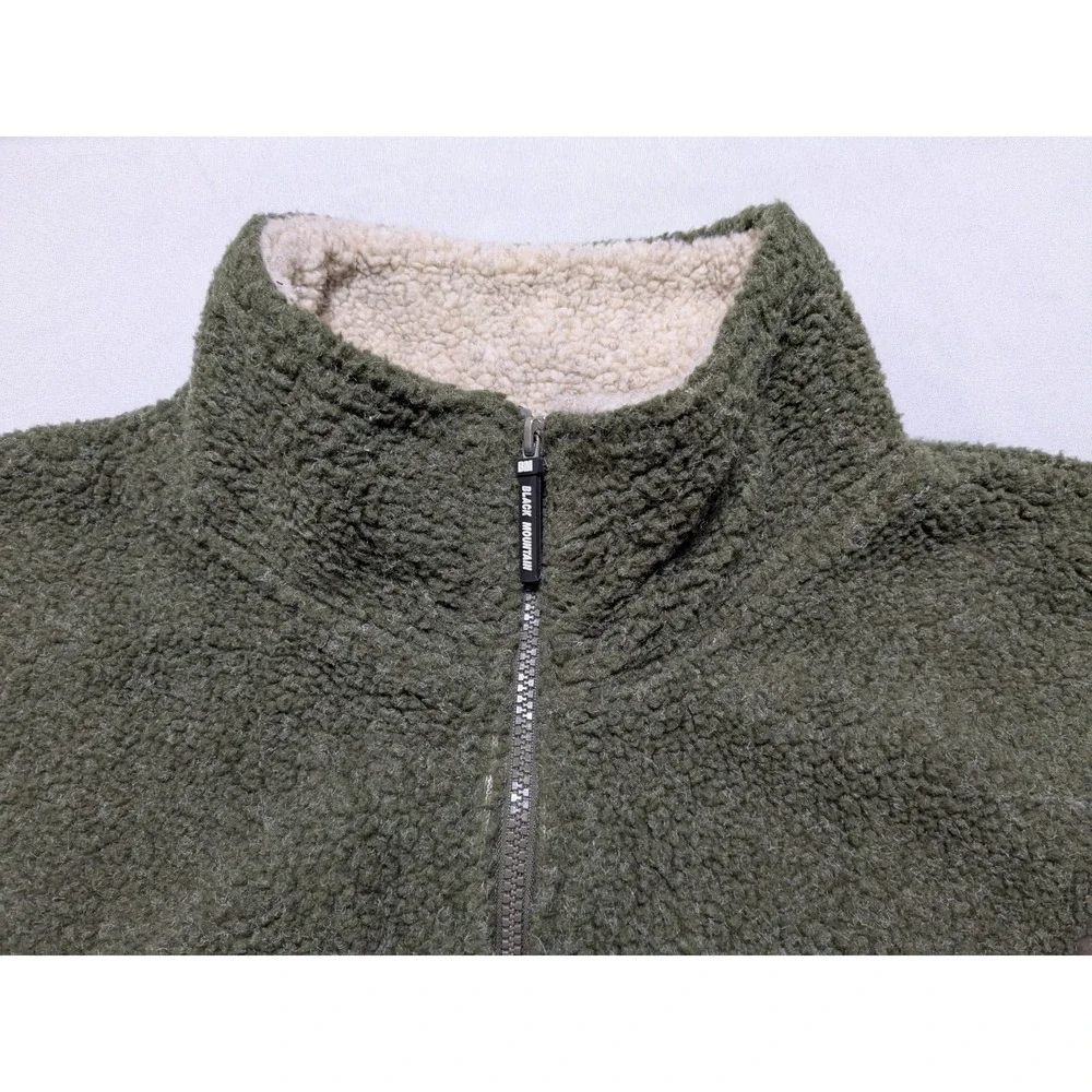 Black‎ Mountain Fleece Full Zip Mock Neck Green Jacket  - Men XL Made In USA - Picture 10 of 16